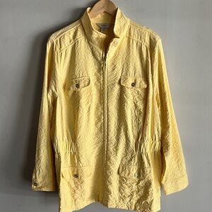 CJ Banks Yellow Textured Jacket Plus Size 2X Lightweight Zip Utility Chic
